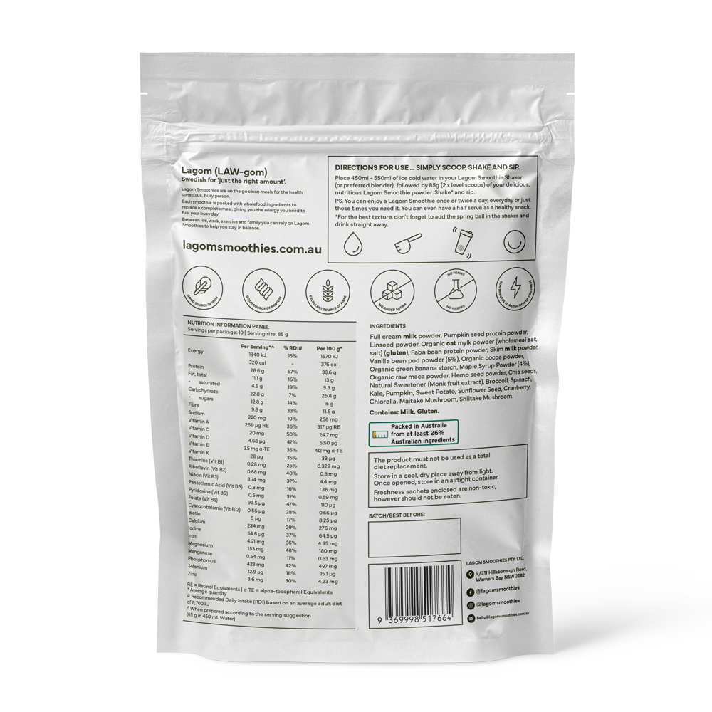 Lagom Smoothie - Nutritious Meal (Vanilla)
